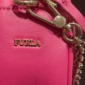 Furla Fuchsia Leather Bag with Gold Accents